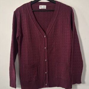VTG PUTORTI CARDIGAN SWEATER  WOMEN’S SIZE L BURGUNDY EXCELLENT CONDITION
